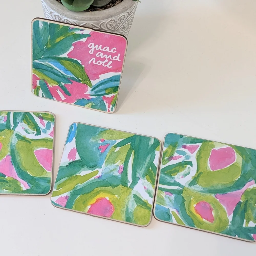 Set Of 5 Handmade Coasters Beachy Coastal Entertaining Hostess Cottage